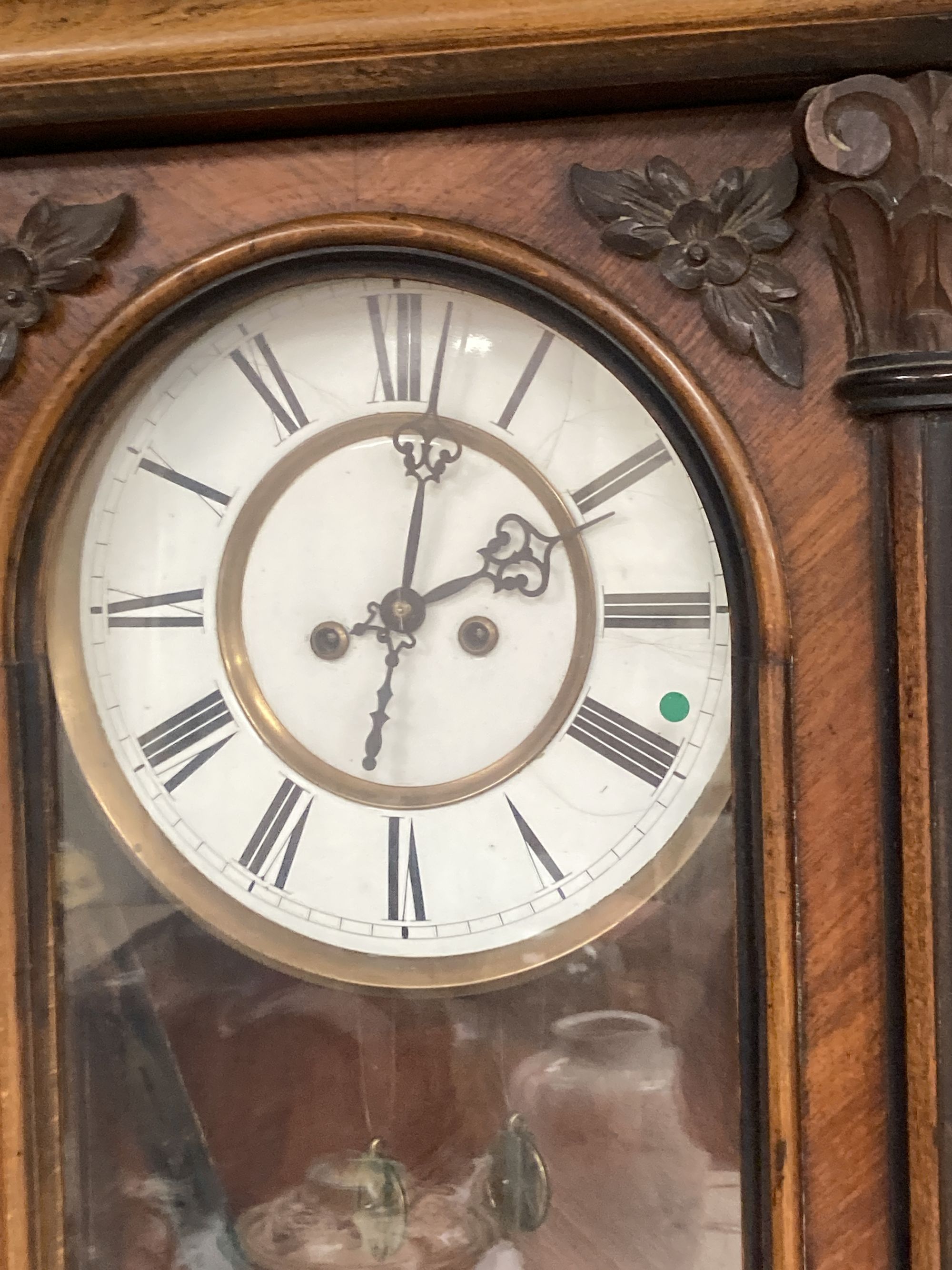 A Vienna mahogany regulator wall clock, weight driven, 109cm high